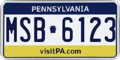 PA license plate MSB6123