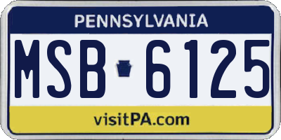 PA license plate MSB6125