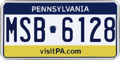 PA license plate MSB6128