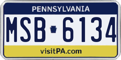 PA license plate MSB6134