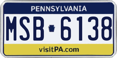 PA license plate MSB6138