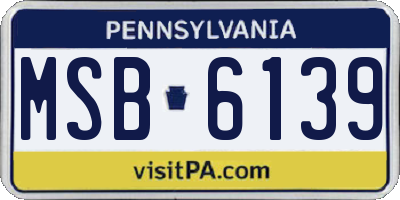 PA license plate MSB6139