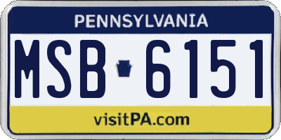 PA license plate MSB6151