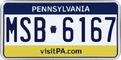 PA license plate MSB6167