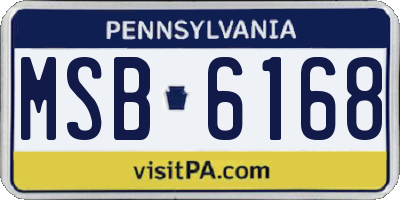 PA license plate MSB6168