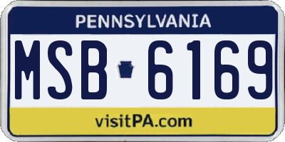 PA license plate MSB6169