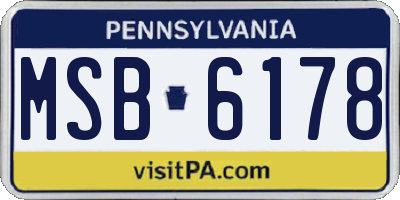 PA license plate MSB6178