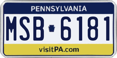 PA license plate MSB6181