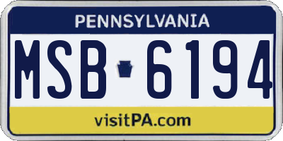 PA license plate MSB6194