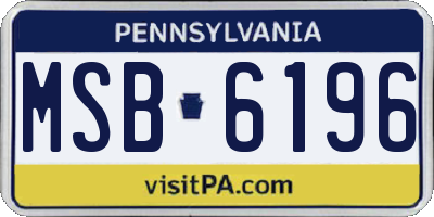 PA license plate MSB6196