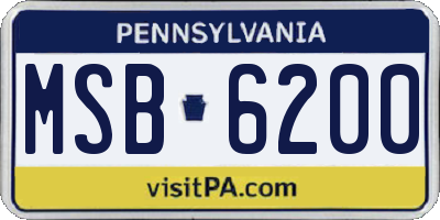 PA license plate MSB6200