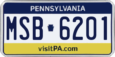 PA license plate MSB6201