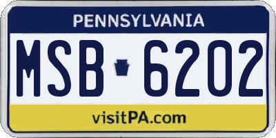 PA license plate MSB6202