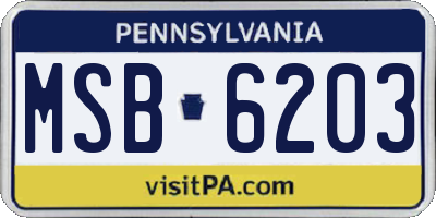 PA license plate MSB6203