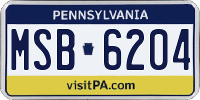 PA license plate MSB6204