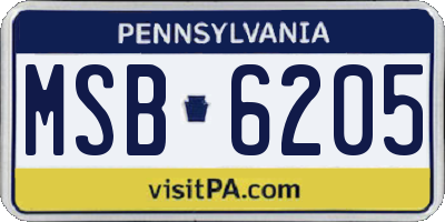 PA license plate MSB6205