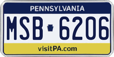 PA license plate MSB6206