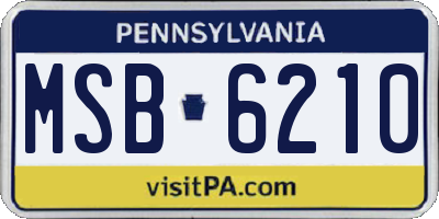 PA license plate MSB6210
