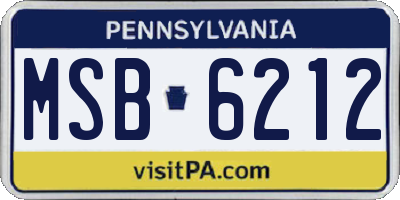 PA license plate MSB6212