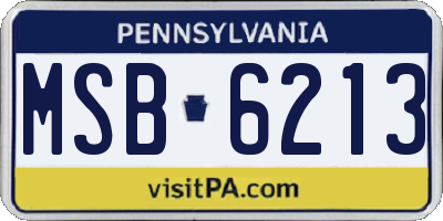 PA license plate MSB6213