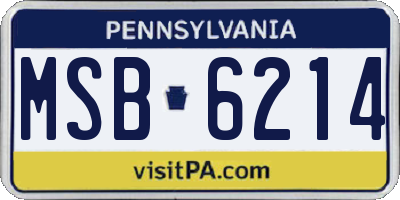 PA license plate MSB6214