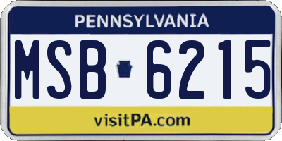 PA license plate MSB6215