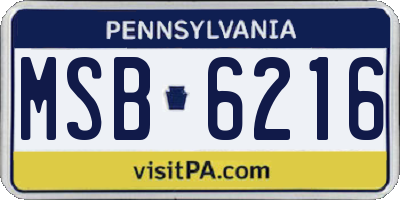PA license plate MSB6216