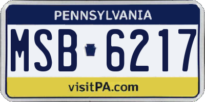 PA license plate MSB6217