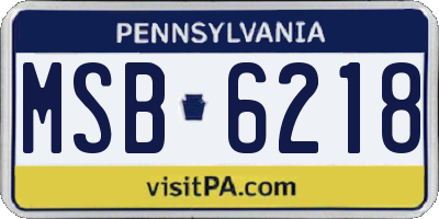 PA license plate MSB6218