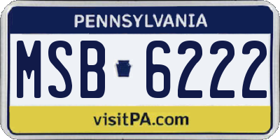 PA license plate MSB6222