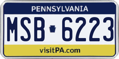 PA license plate MSB6223