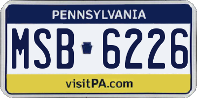 PA license plate MSB6226
