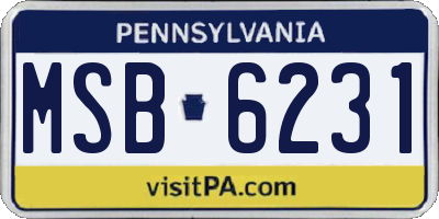 PA license plate MSB6231