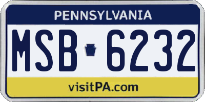 PA license plate MSB6232