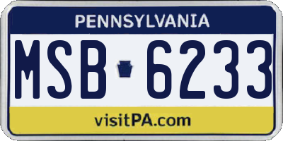 PA license plate MSB6233