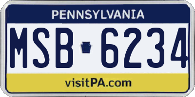 PA license plate MSB6234