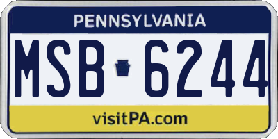 PA license plate MSB6244