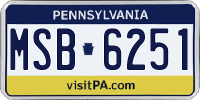 PA license plate MSB6251