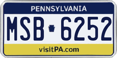 PA license plate MSB6252