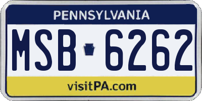 PA license plate MSB6262
