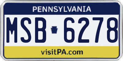 PA license plate MSB6278