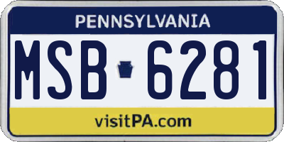 PA license plate MSB6281