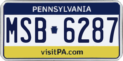 PA license plate MSB6287