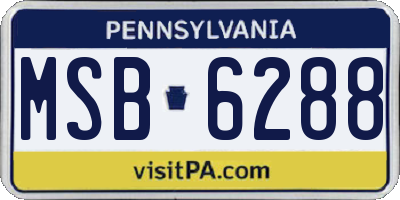 PA license plate MSB6288