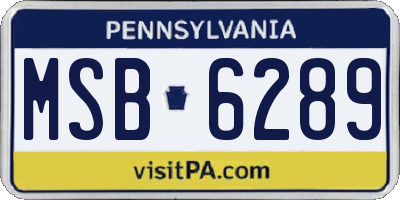 PA license plate MSB6289