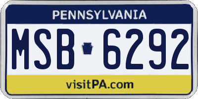 PA license plate MSB6292