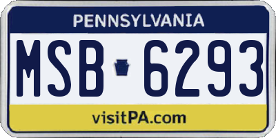 PA license plate MSB6293
