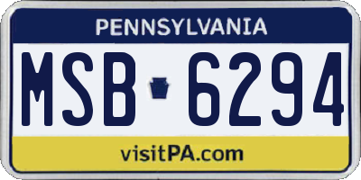 PA license plate MSB6294