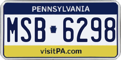 PA license plate MSB6298