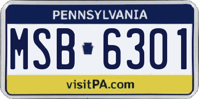 PA license plate MSB6301